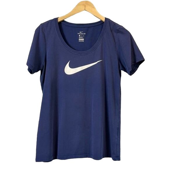 Women's Nike Dri-Fit Scoop Neck Navy Medium Athletic Top - Picture 1 of 6